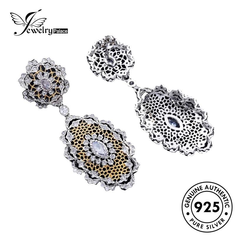Jewelrypalace Lace Citrine Perak Asli925 Melalui Stud Wanita Anting Bunga E1295
