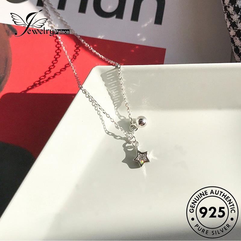 Jewelrypalace Perak Wanita Berujung Lima Fashion Bintang Asli Berlian Kalung Moissanite925 N362
