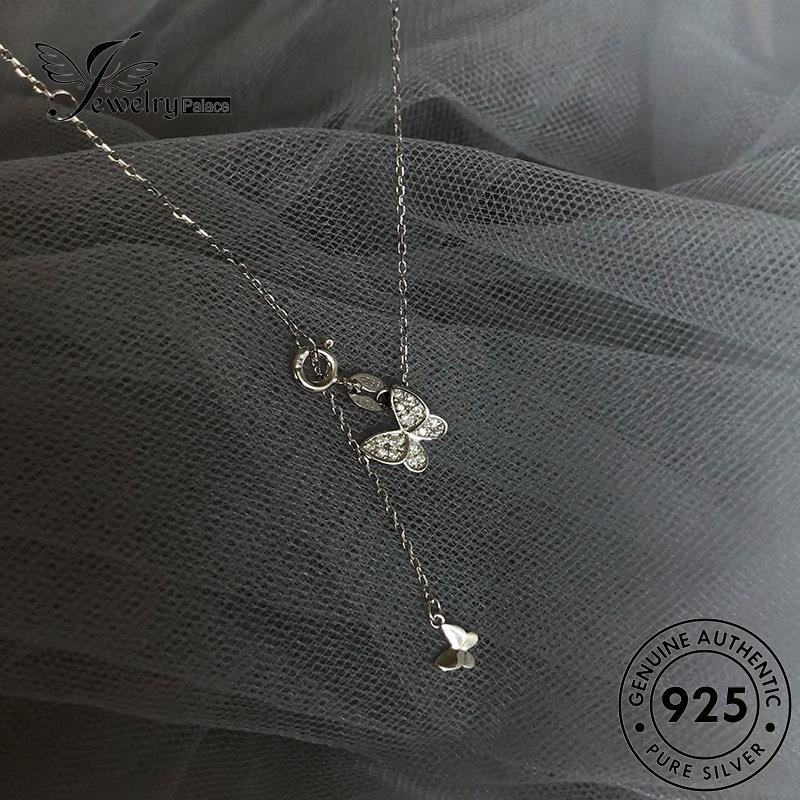 Jewelrypalace Butterfly Diamond Simple Asli Wanita Kalung Perak925 Moissanite N439