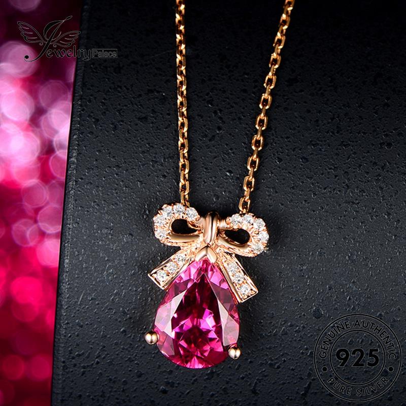 Jewelrypalace Pink Fashion925 Kalung Perak Asli Wanita Butterfly Diamond Gold Kristal N648