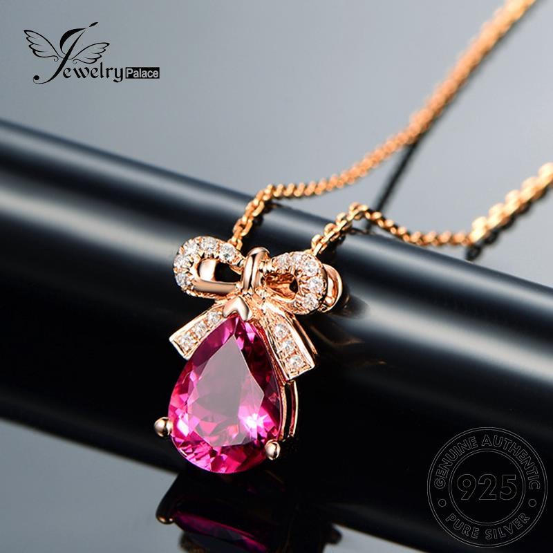 Jewelrypalace Pink Fashion925 Kalung Perak Asli Wanita Butterfly Diamond Gold Kristal N648