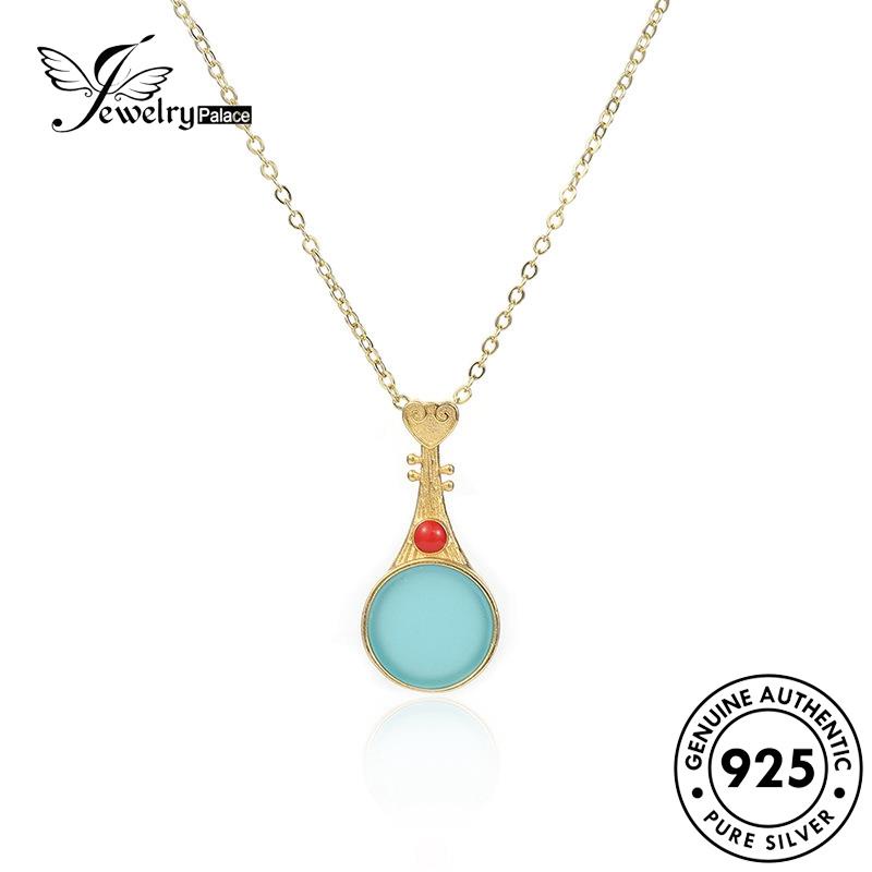 Jewelrypalace Giok Wanita925 Retro Perak Gold Bulat Kalung Asli N663