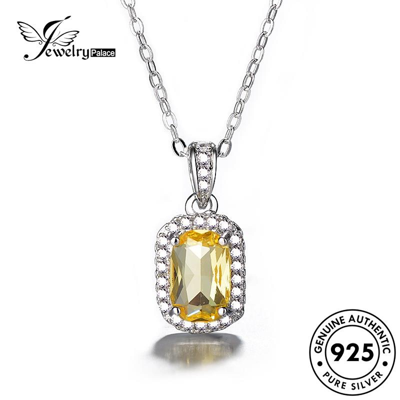 Jewelrypalace Kalung Simple Asli925 Emas Wanita Square Citrine Silver Berlian N743