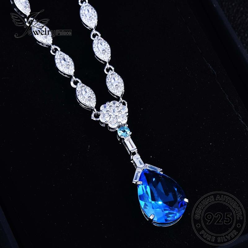 Jewelrypalace Wanita Kalung Perak925 Creative Drop Sapphire Water Asli N924