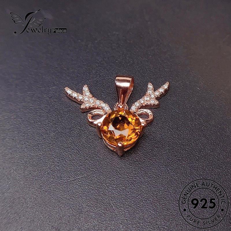 Jewelrypalace Emas Asli Perak Elk Citrine Lucu925 Wanita Kalung N939