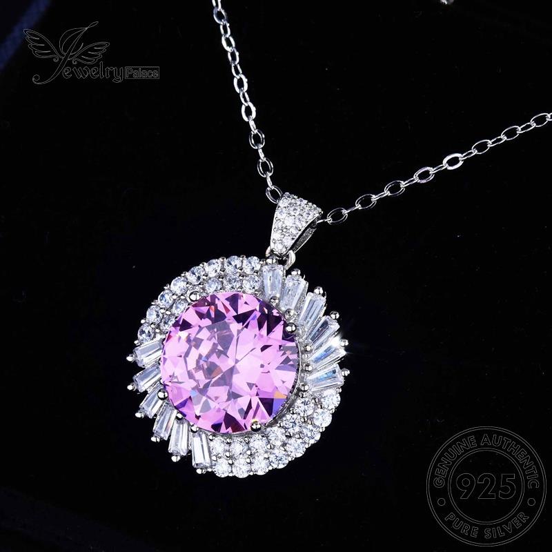 Jewelrypalace Berlian Bulat Asli Silver Pink Kalung Wanita Kristal925 Fashion N941