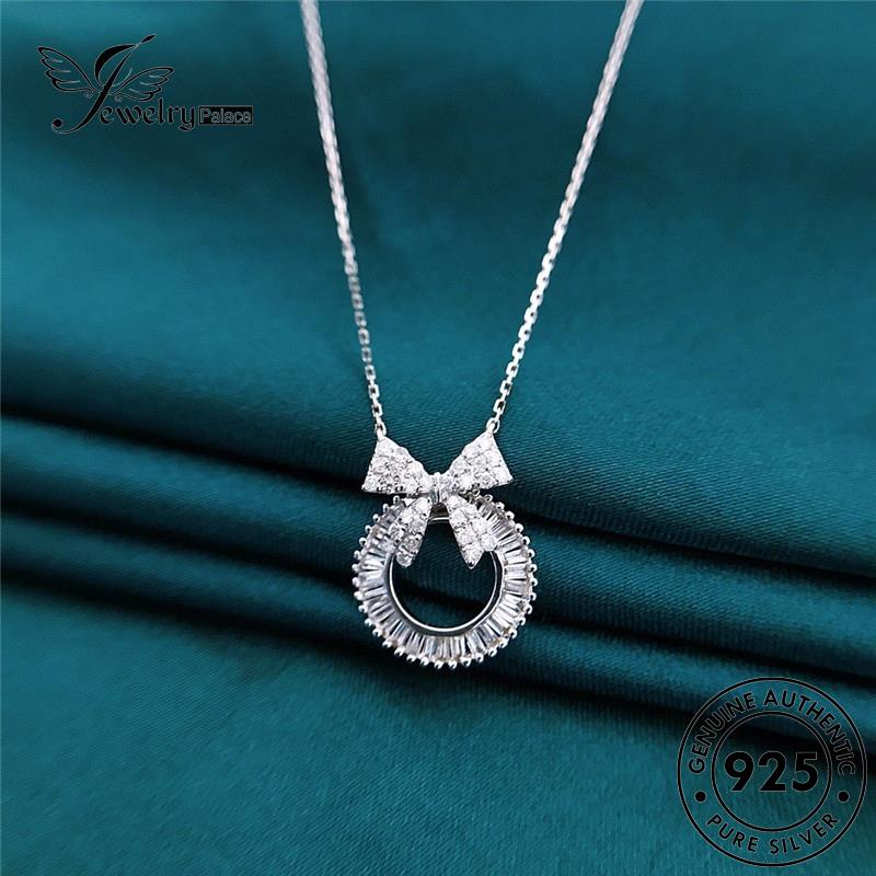 Jewelrypalace Wanita Perak Berlian Fashion Busur Kalung925 Asli Moissanite N994