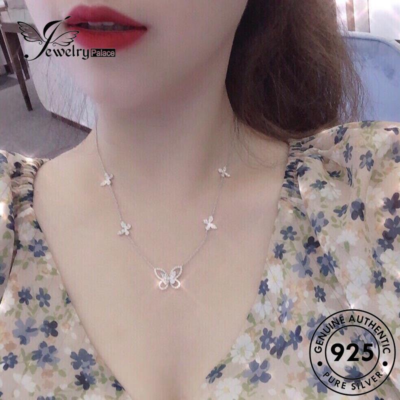Jewelrypalace925 Berlian Moissanite Perak Kalung Kupu-Kupu Wanita Fashion Original N1009