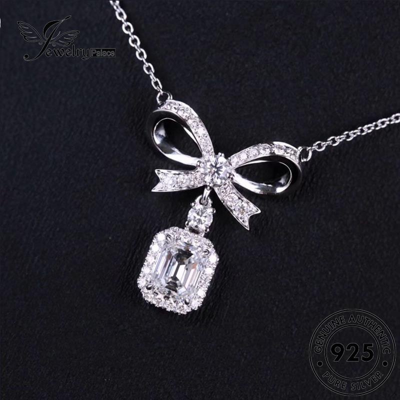 Jewelrypalace Moissanite Fashion Berlian Asli925 Wanita Perak Kalung Busur N1073