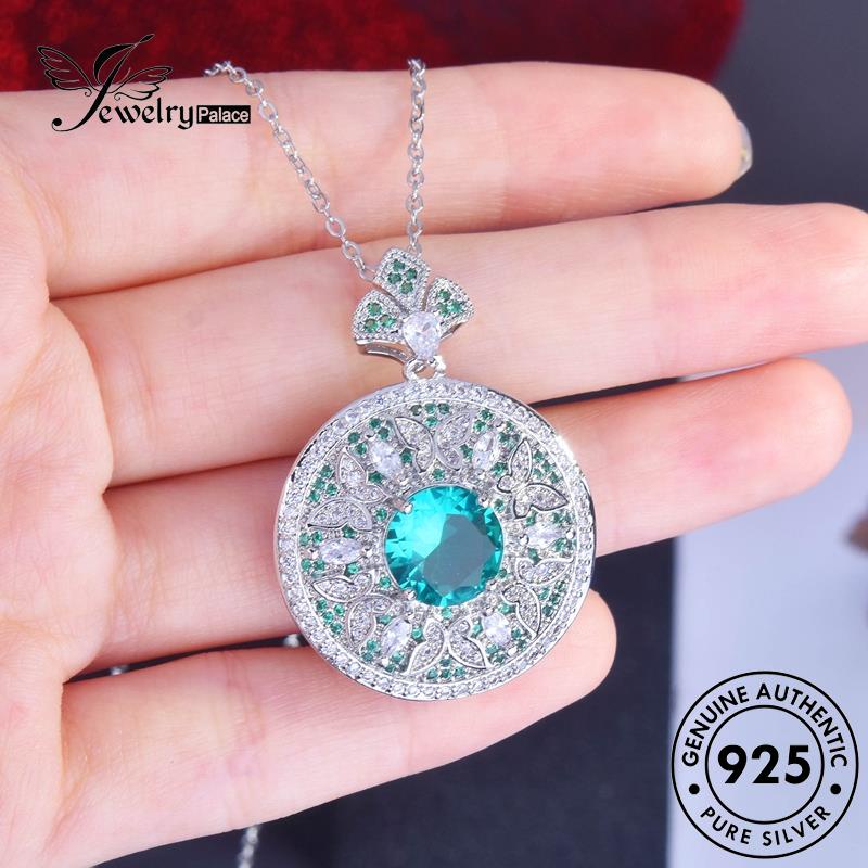 Jewelrypalace Fashion Zamrud Wanita925Asli Kalung Perak Bulat N1166