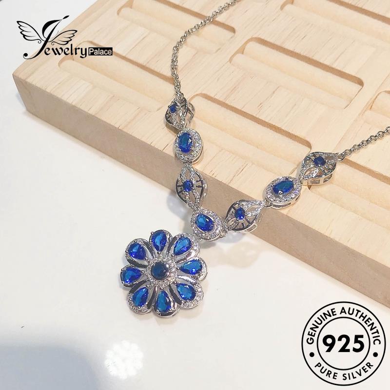 Jewelrypalace Sapphire Asli Perak Bunga Matahari Kreatif925 Kalung Wanita N1193