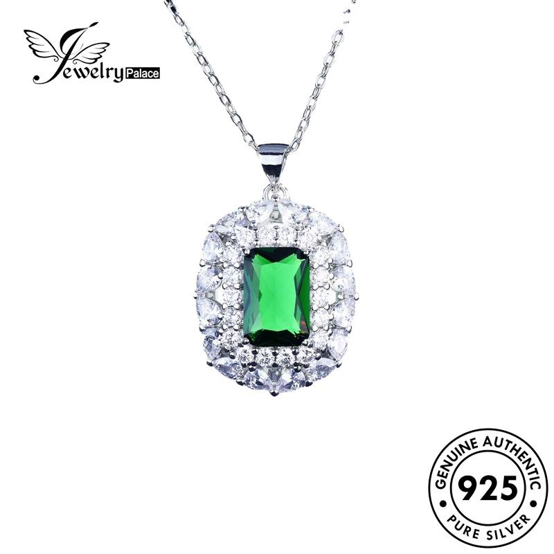 Jewelrypalace Berlian Perak Mewah Emerald Square Wanita925Kalung Asli N1230