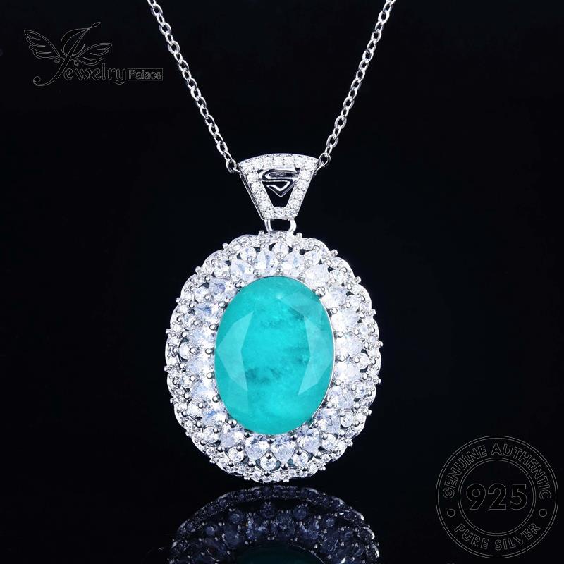 Jewelrypalace Wanita Perak Asli Retro Safir Kalung Bulat925 N1214