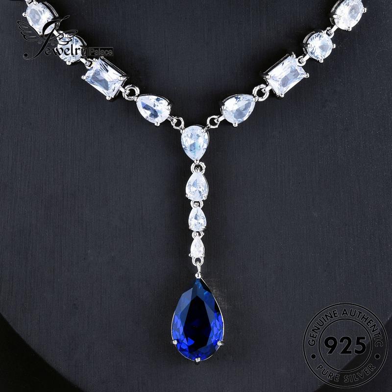 Jewelrypalace925 Wanita Kalung Safir Silver Asli Mewah N1316