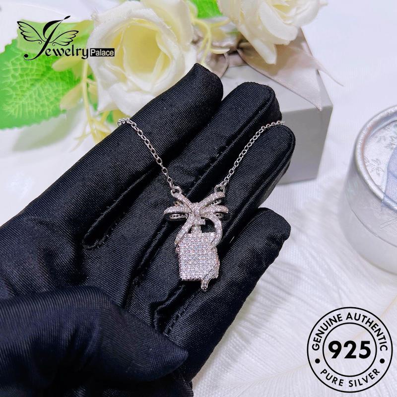 Jewelrypalace Bow Wanita Fashion Moissanite Kalung Berlian925 Perak Asli N1366