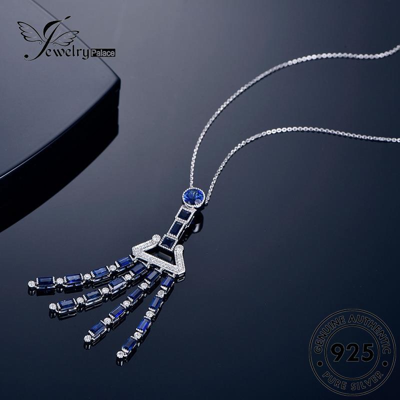 Jewelrypalace Perak Jumbai Safir Wanita925 Kalung Kreatif Asli N1367