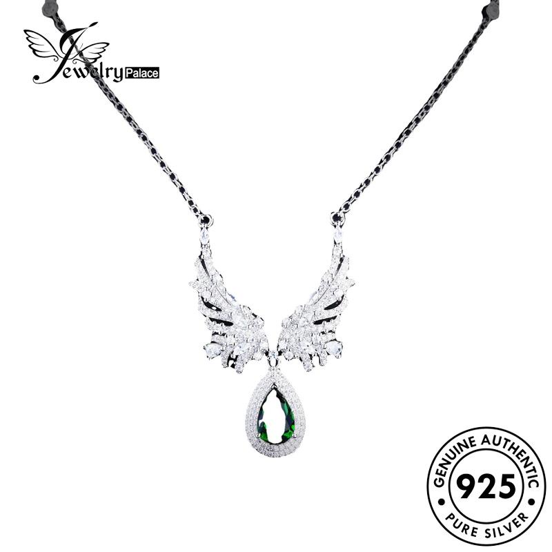 Jewelrypalace Wanita Emerald Asli Perak925 Kalung Sayap Modis N1339