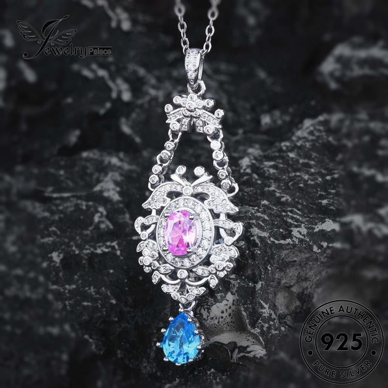 Jewelrypalace Kalung925 Pink Berongga Perak Berlian Wanita Indah Kristal Asli N1565