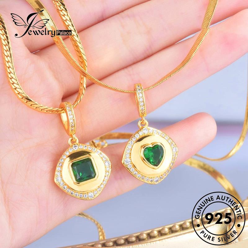 Jewelrypalace Perak925 Asli Zamrud Wanita Liontin Kalung Lucu N1585