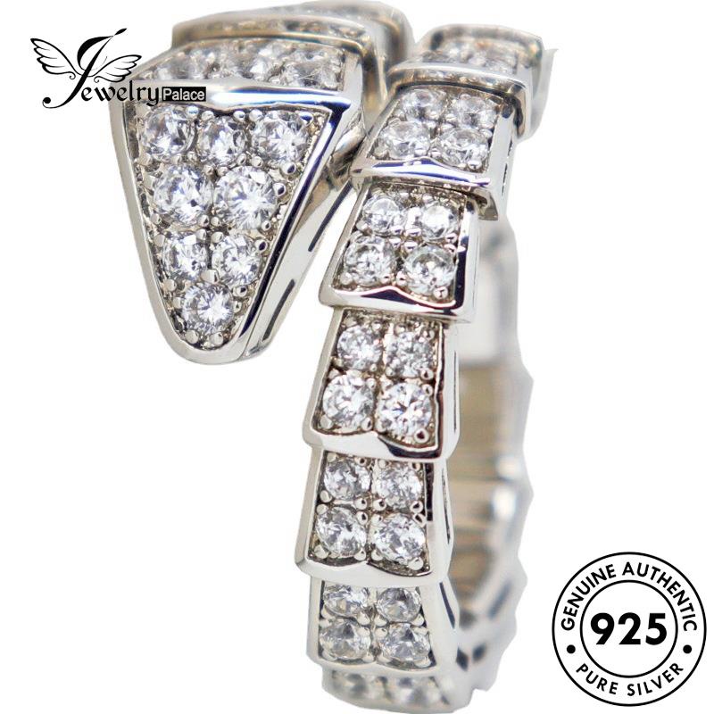 JEWELRYPALACE Wanita Asli Kawin Perak Snake korea Moissanite Perhiasan 925 Personality Nikah Murni Original Cincin Diamond Sterling Aksesori Silver Silver R41