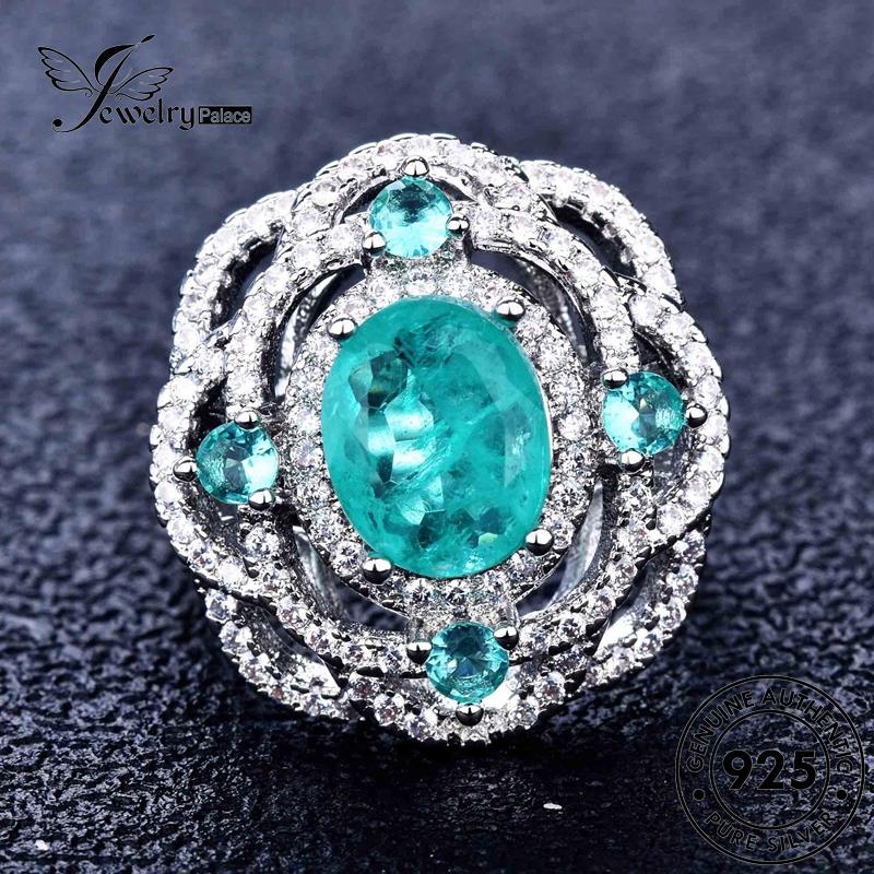 Jewelrypalace Cincin Pir Asli Aquamarine925Bentuk Wanita Perak Vintage R48