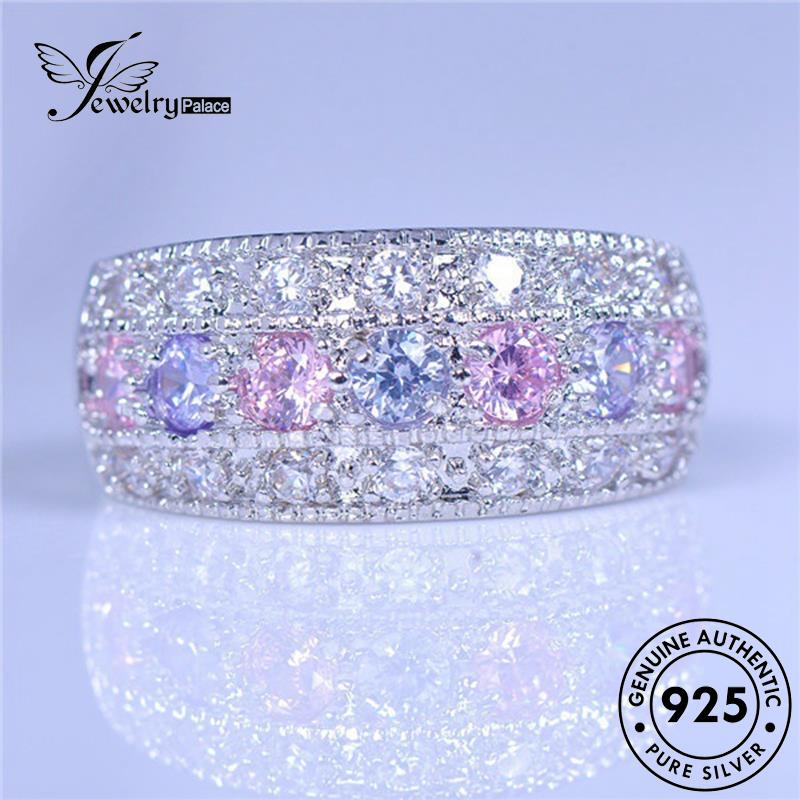JEWELRYPALACE Pink Crystal Perhiasan Wanita Perak Nikah Murni Personality Kawin Silver Diamond Original Cincin 925 Aksesori korea Sterling Asli Silver R142