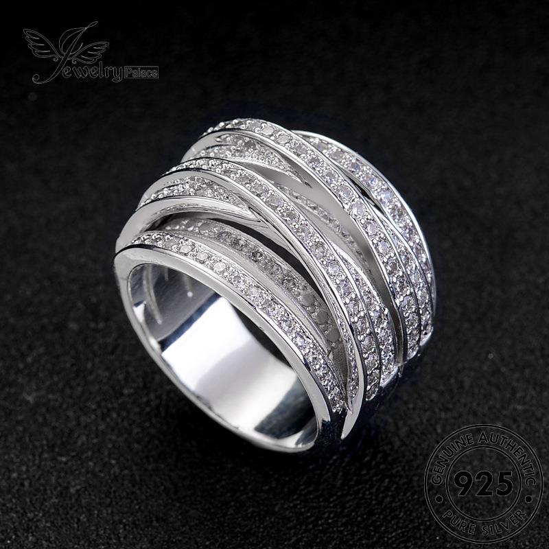 JEWELRYPALACE Silver Wanita Perak Fashion Sterling Multi-Layer Nikah Original Winding Aksesori Diamond Kawin korea Murni Moissanite Cincin Perhiasan 925 Asli Silver R98