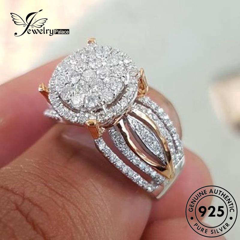 JEWELRYPALACE korea Color Nikah Diamond Kawin Aksesori Sterling Wanita 925 Cincin Silver Perak Personality Perhiasan Asli Original Murni Moissanite Silver R264