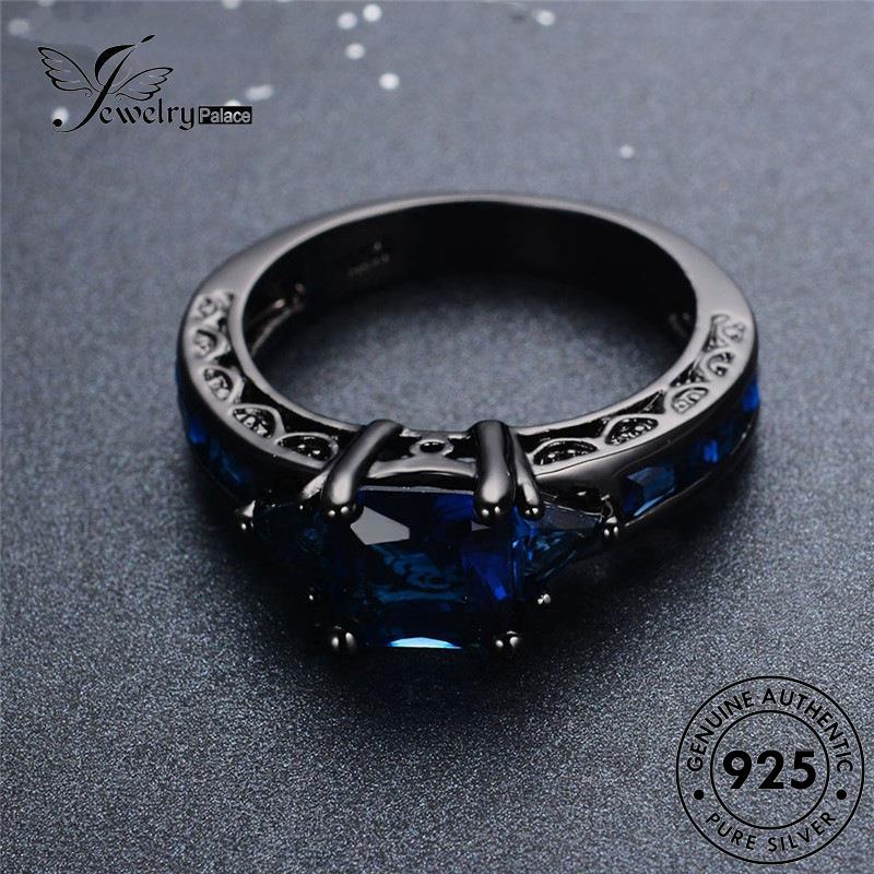 JEWELRYPALACE Sterling Murni Wanita Perak Cincin Aksesori Silver Silver 925 Nikah Asli korea Kawin Perhiasan Personality Original Sapphire R303