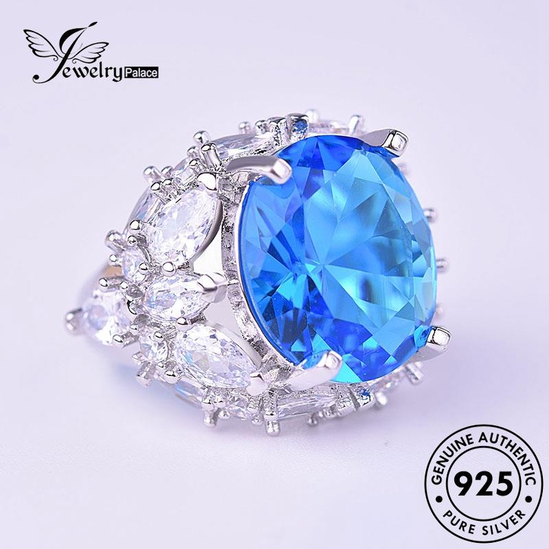 JEWELRYPALACE Aksesori Murni Cincin korea Pear 925 Nikah Luxury Silver Perhiasan Asli Aquamarine Perak Shape Sterling Wanita Silver Original Kawin R533