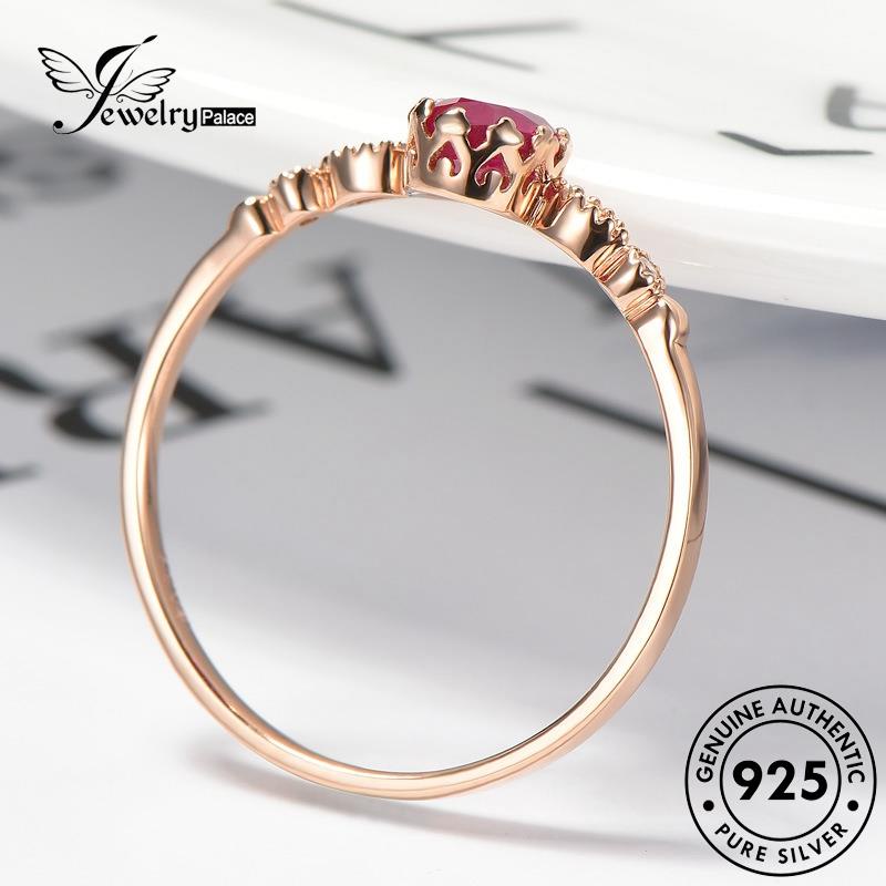 JEWELRYPALACE 925 Nikah Sterling Silver Wanita Asli Ellipse Perak Original korea Aksesori Perhiasan Murni Ruby Fashion Cincin Silver Kawin R651