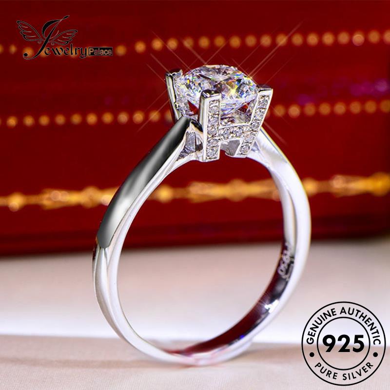 JEWELRYPALACE Murni Perak korea Silver Asli Original Letters Wh Moissanite Perhiasan Wanita Silver Diamond Sterling 925 Kawin Stylish Aksesori Cincin Nikah R500