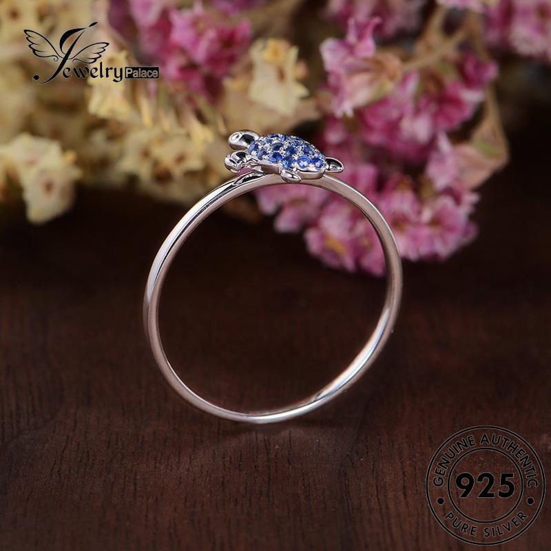 JEWELRYPALACE Silver Silver Original Murni Perak Sapphire Asli Nikah korea Kawin Turtle Sterling Creative 925 Cincin Wanita Perhiasan Aksesori R851