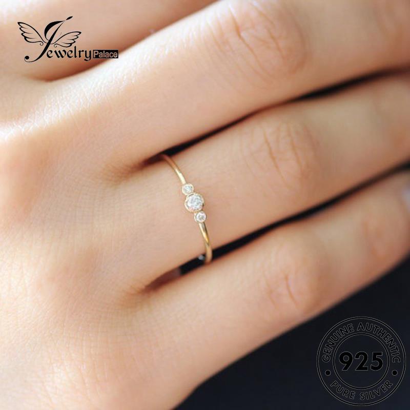 JEWELRYPALACE Silver Asli Kawin korea Murni Perhiasan Nikah Wanita Silver Sterling Simple Cincin Perak Gold Aksesori 925 Original Moissanite Diamond R741