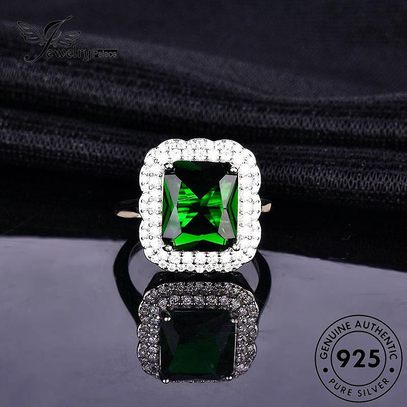 JEWELRYPALACE Kawin Wanita 925 korea Aksesori Emerald Original Cincin Silver Square Asli Sterling Personality Murni Perhiasan Nikah Perak Silver R1003