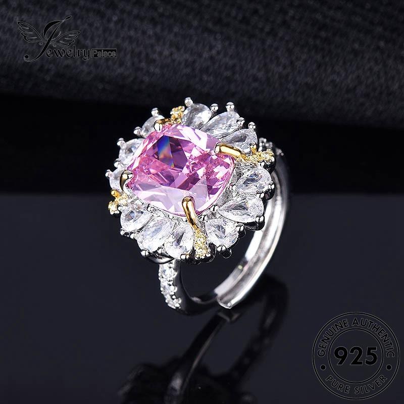 JEWELRYPALACE Nikah Fashion Perak Kawin Crystal Sterling korea Murni Asli Perhiasan Oval Diamond Original Silver Silver Cincin 925 Pink Aksesori Wanita R1022