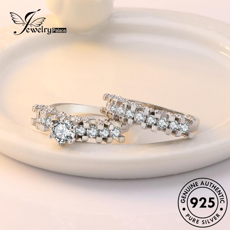 JEWELRYPALACE Hearts Creative Original Nikah Silver Diamond And Aksesori Silver Asli 925 Moissanite Couple korea Kawin Pasangan Murni Sterling Perak Cincin Arrows Perhiasan R1129
