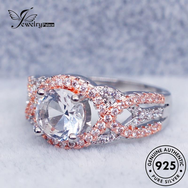 JEWELRYPALACE Nikah Wanita 925 korea Sterling Murni Asli Fashion Silver Moissanite Silver Perhiasan Original Diamond Kawin Aksesori Cincin Gold Perak R1158