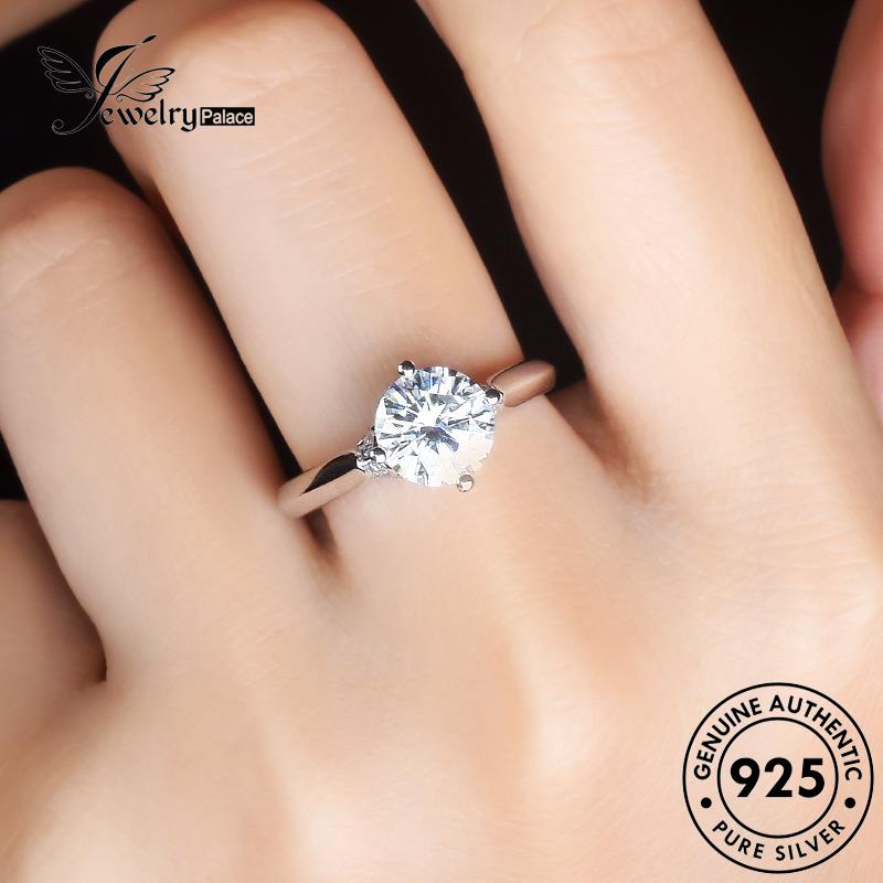 JEWELRYPALACE Asli korea 925 Nikah Moissanite Cincin Wanita Silver Kawin Silver Sterling Classic Perhiasan Diamond Aksesori Perak Murni Swan Original R1710
