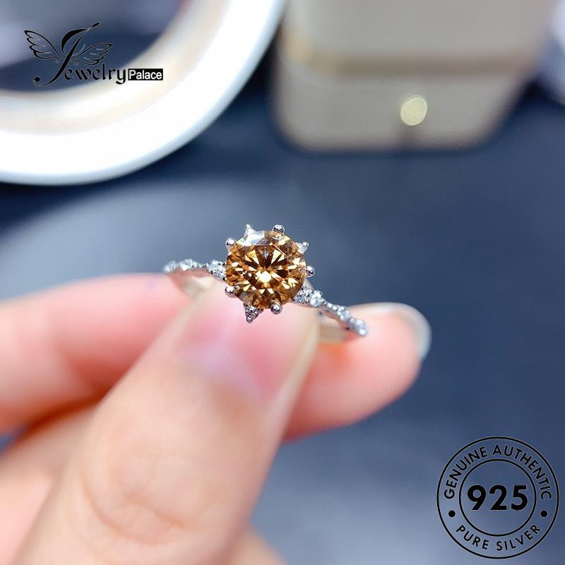 JEWELRYPALACE Original Perak Murni Nikah Cincin korea Asli Aksesori Classic Silver Sterling Snowflake Kawin 925 Silver Wanita Perhiasan Citrine R1869