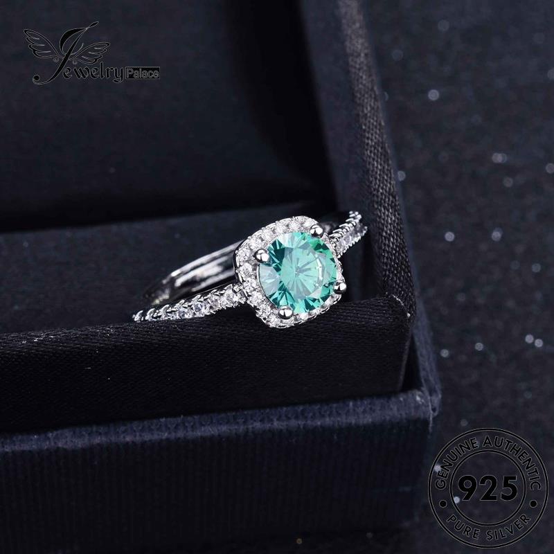 JEWELRYPALACE Kawin 925 Perak Wanita Square Personality Perhiasan Aksesori Asli Sterling Original Aquamarine korea Murni Nikah Cincin Silver Silver R1836