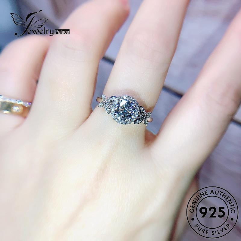 JEWELRYPALACE Asli Cincin Murni korea Kawin Nikah Wanita Moissanite Simple Sterling Perak Silver Circle 925 Diamond Perhiasan Aksesori Original Silver R1992