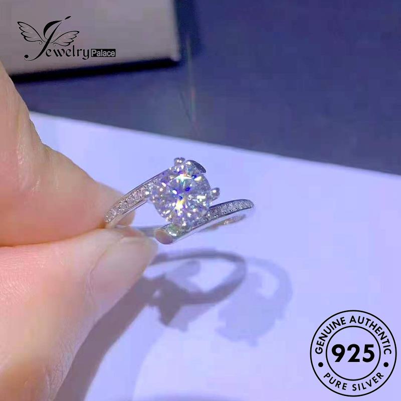 Jewelrypalace Cincin Berlian Simple925 Wanita Moissanite Perak Asli R2047