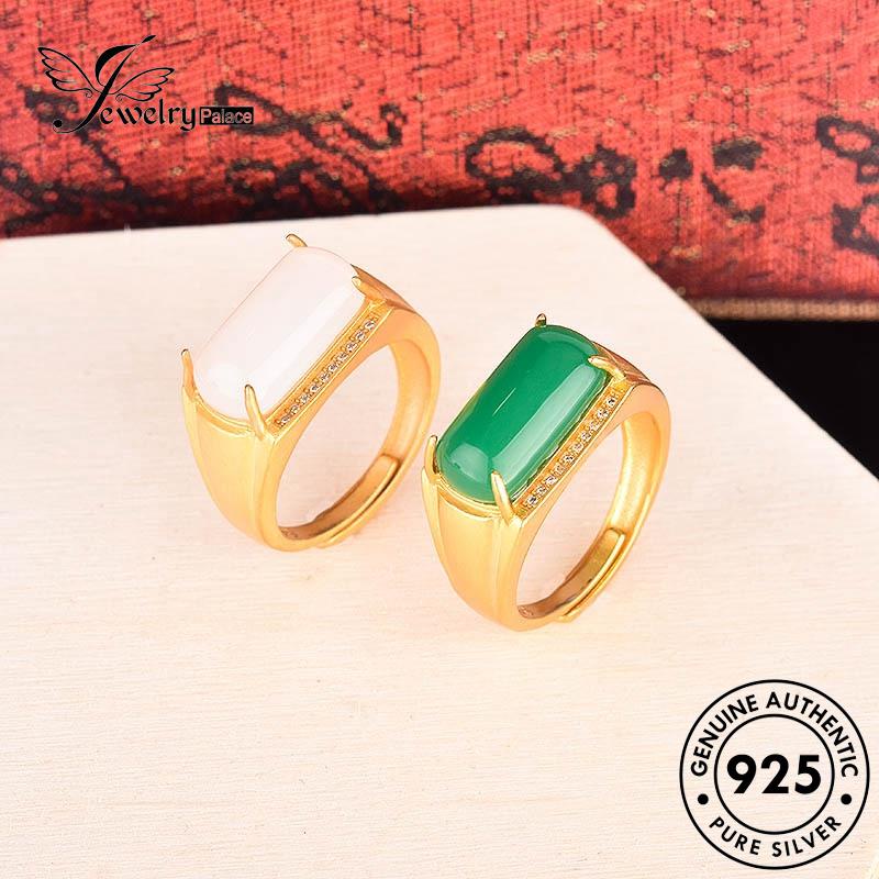 Jewelrypalace Cincin Perak Giok Kotak925 Wanita Kreatif Asli R2054