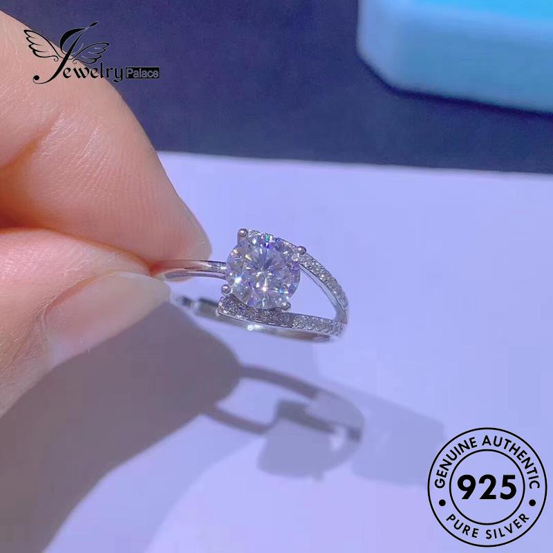 JEWELRYPALACE Perak Sterling Asli Aksesori Moissanite Kawin Murni korea Nikah Silver Cincin Wanita Silver Diamond Perhiasan 925 Original Simple R2066