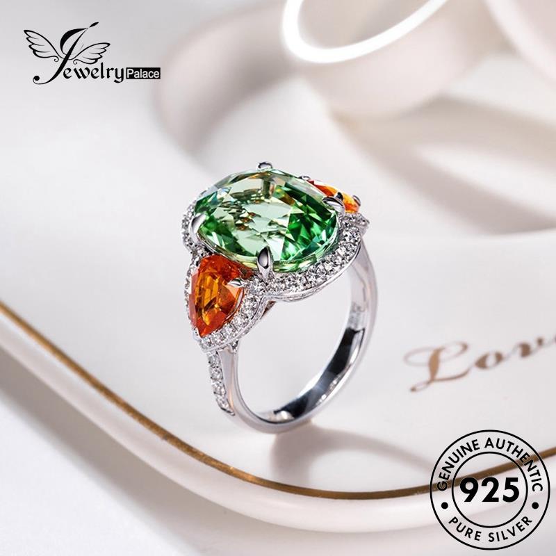 JEWELRYPALACE Murni Silver Perak 925 Oval korea Nikah Original Aksesori Sterling Kawin Asli Silver Perhiasan Wanita Cincin Fashion Emerald R2123