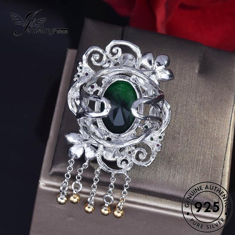 JEWELRYPALACE Silver Perak Emerald Sterling 925 Kawin Asli Nikah Perhiasan Two-Color Murni Original Aksesori Cincin korea Silver Retro Wanita R2130