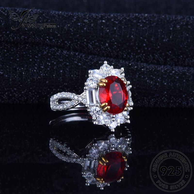 JEWELRYPALACE Vintage korea Aksesori Perhiasan Nikah Murni Ruby Silver Kawin Silver Wanita Original Sterling Cincin Asli Perak Oval 925 R2139