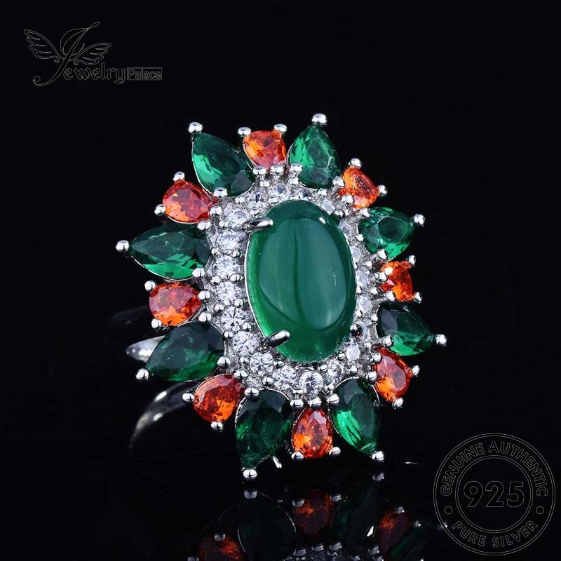 JEWELRYPALACE Asli Emerald Original Silver Wanita Garden Perak Silver Kawin Nikah Retro Sterling Murni 925 Aksesori korea Cincin Perhiasan R2198