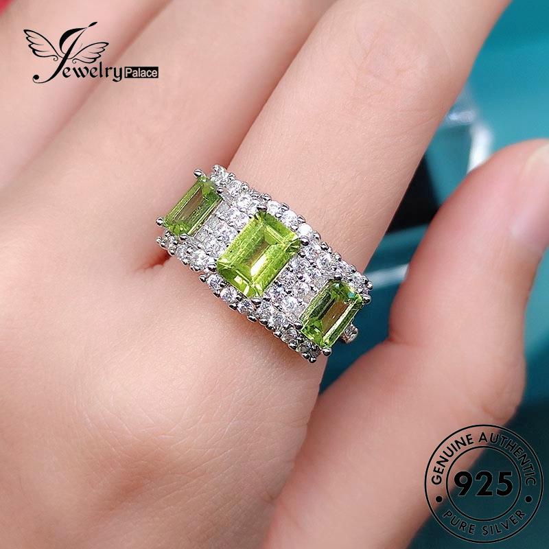 JEWELRYPALACE 925 Emerald Silver Luxury Perhiasan Sterling Original Silver korea Geometry Kawin Murni Wanita Perak Aksesori Nikah Cincin Asli R2268